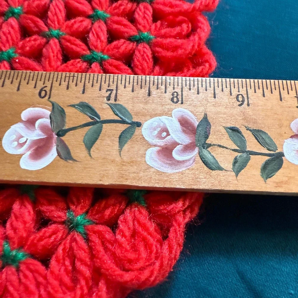 Handmade Crochet Christmas Potholder Trivet Lot Red Green Holiday‎ Floral